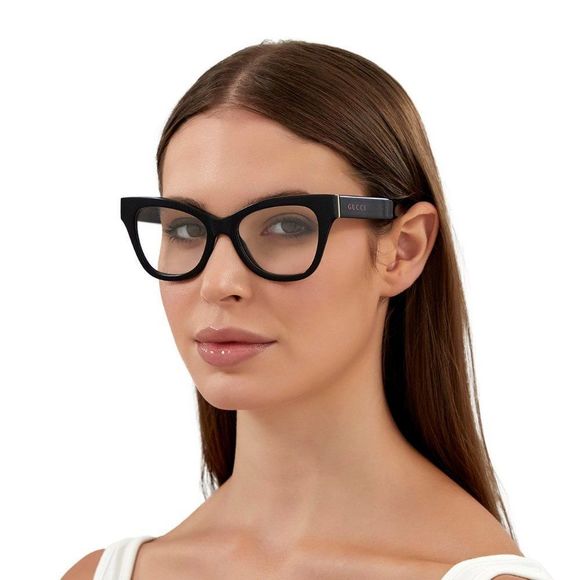 Gucci GG1133O 001 LOGO BRAND NEW Eyeglasses Shiny Black Cat Eye Women - Picture 1 of 10